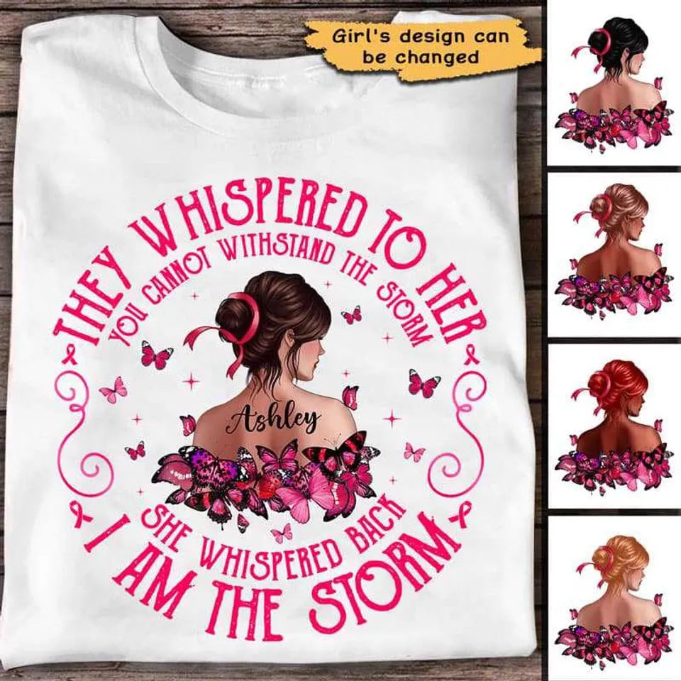 Personalized Breast Cancer I Am The Storm t-shirt, main view