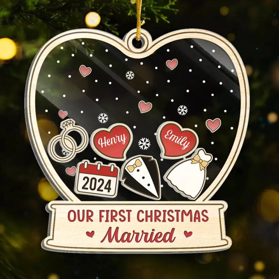 Love Is The Greatest Gift Of All - Custom 3 Layers Shaker Ornament - Personalized Christmas Gift For Couple, Husband, Wife, Anniversary