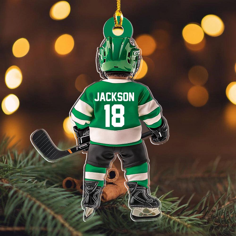 Ice Hockey Christmas - Personalized Custom Shaped Acrylic Ornament - Christmas Gift for Hockey Player, Hockey Lover, Son/Daughter, Grandkids