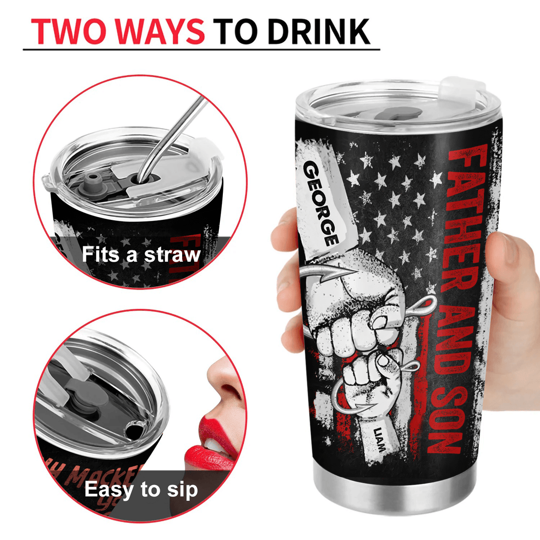 Personalized We Hooked The Best Dad 20oz tumbler, alternate view 4