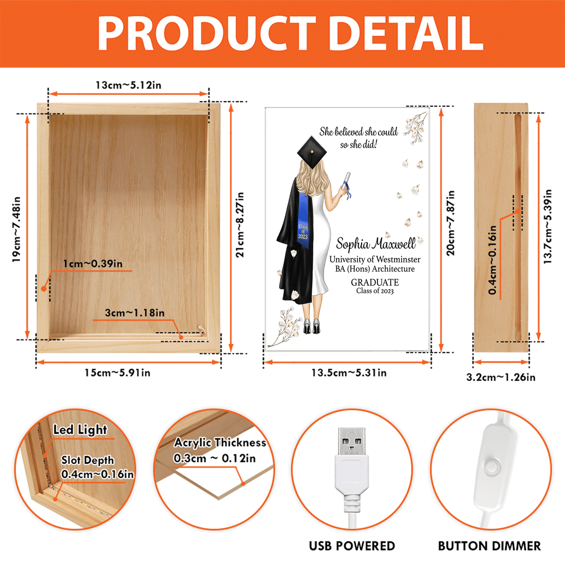 Custom Graduation Gift frame light box, alternate view 7