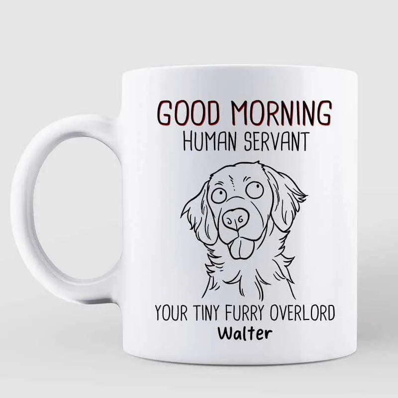 Personalized Good Morning Human Servant Funny Dog Outline mug, alternate view 2