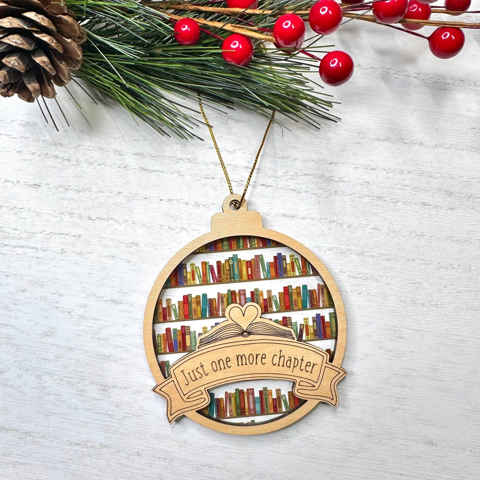 Just One More Chapter Book Lovers - Personalized Window Hanging Suncatcher Ornament - Christmas Gift For Book Lovers, Bookworms, Readers