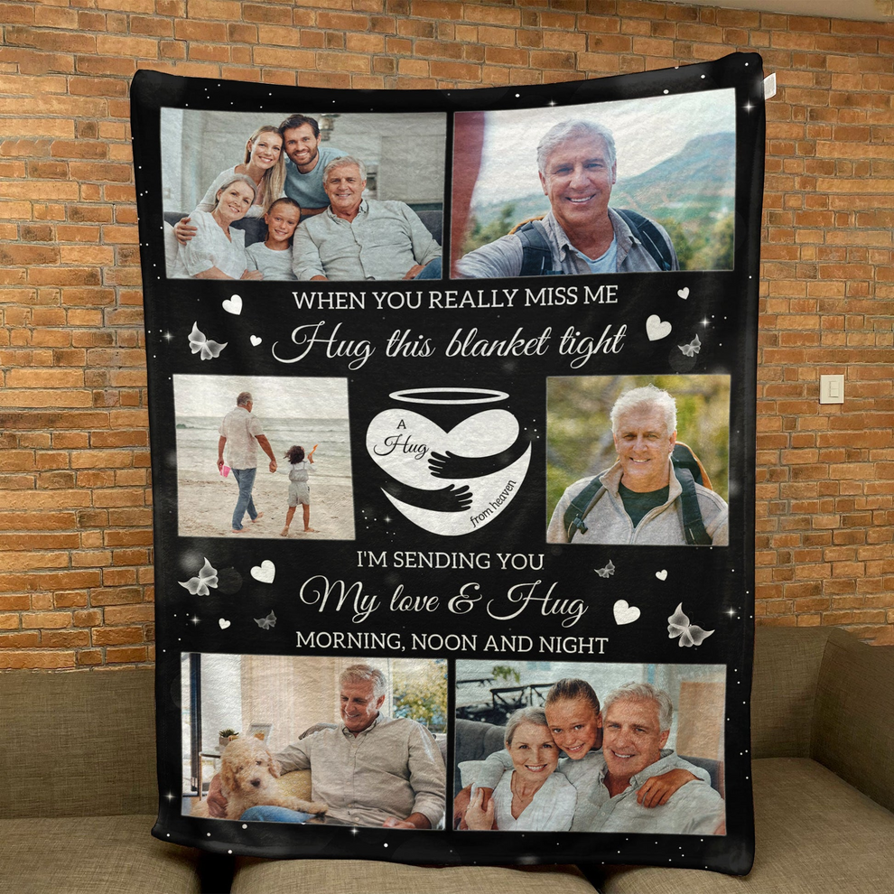 Personalized A Hug From Heaven Memorial Gift fleece blanket, product with name options