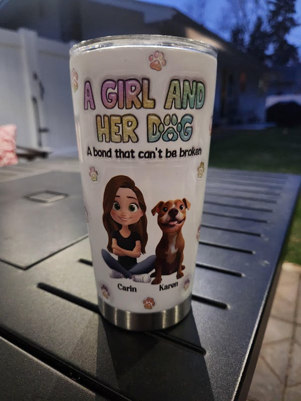 A Girl And Her Cat - Personalized Custom 3D Inflated Effect Tumbler - Gift For Cat Mom, Cat Lovers, Pet Lovers