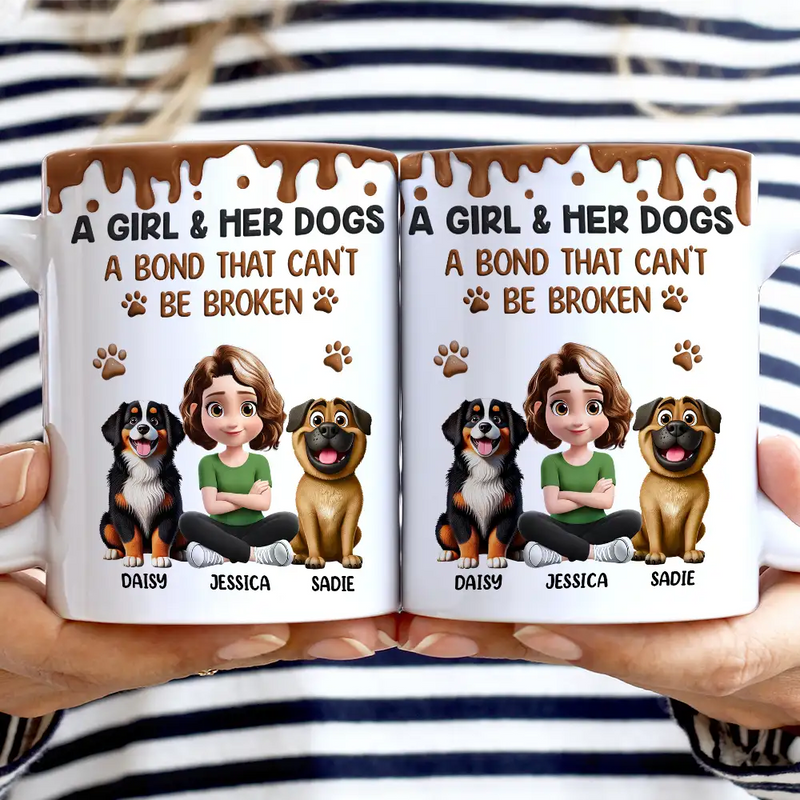 A Girl And Her Dog A Bond That Can't Be Broken personalized mug, alternate view 2