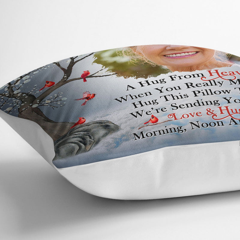 Custom Photo A Hug From Heaven - Personalized Custom Pillow - Memorial Gift For Family, Siblings, Friends
