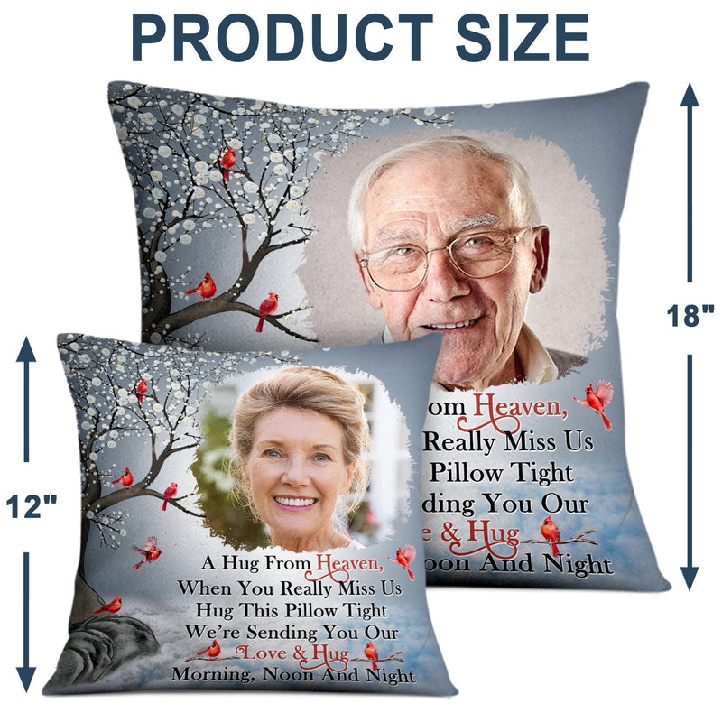 Custom Photo A Hug From Heaven - Personalized Custom Pillow - Memorial Gift For Family, Siblings, Friends