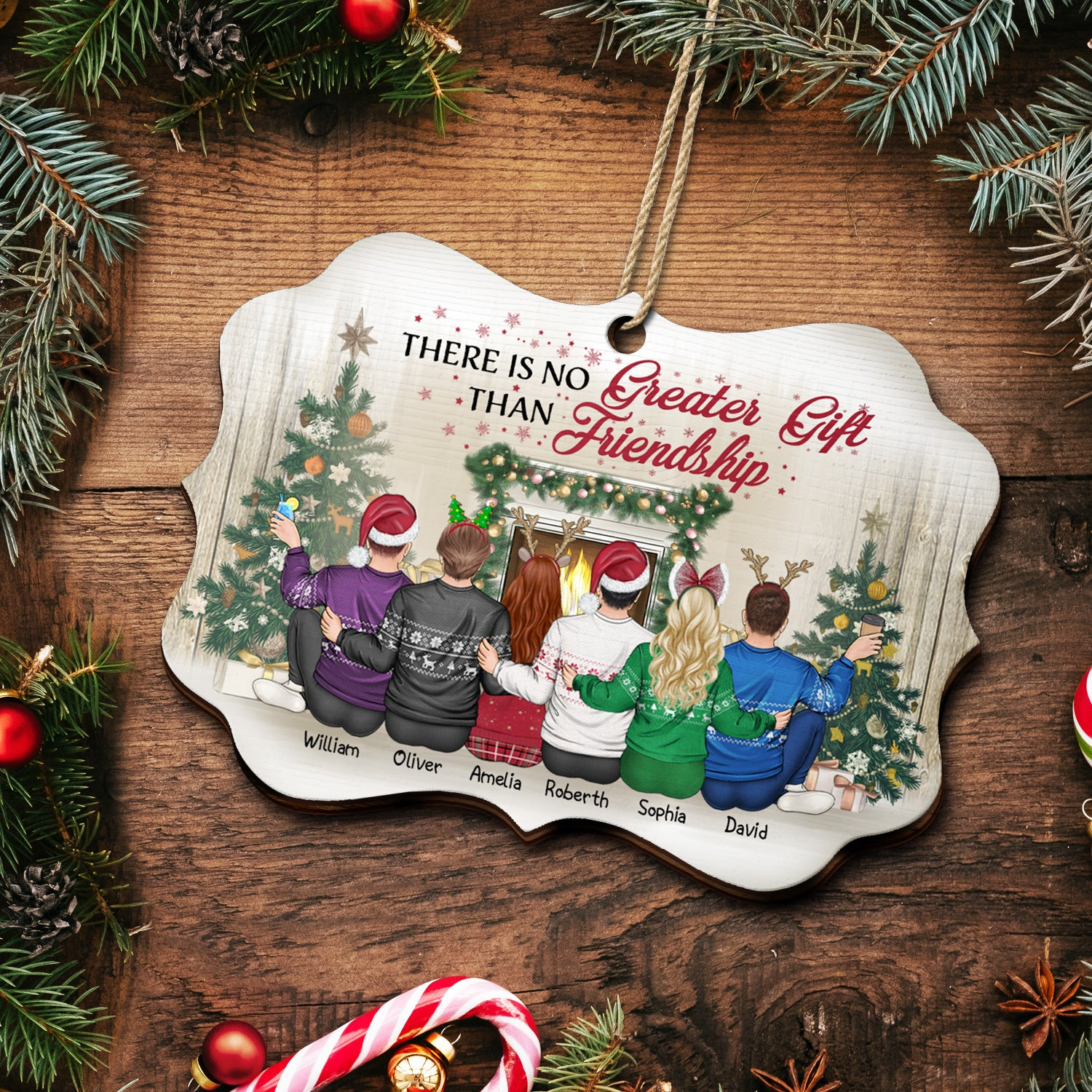 Best Friends There Is No Greater Gift Than Friendship - Personalized Medallion Wooden Ornament - Christmas Gift for Him/Her, Besties, Friends, Sister/Brother