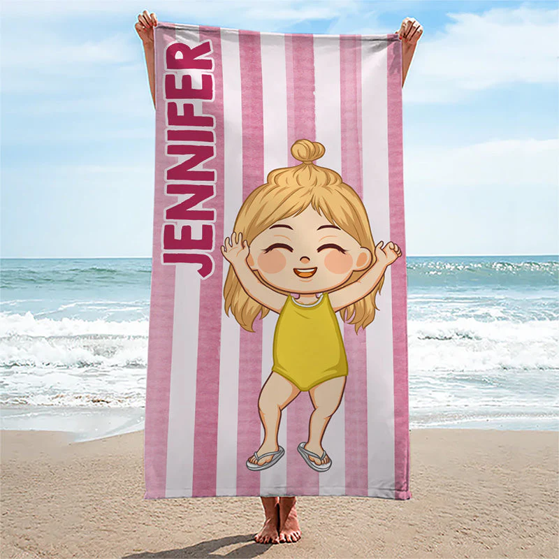 A Little Vitamin Sea - Personalized Custom Beach Towel - Gift for Kids, Grandkids, Son/Daughter