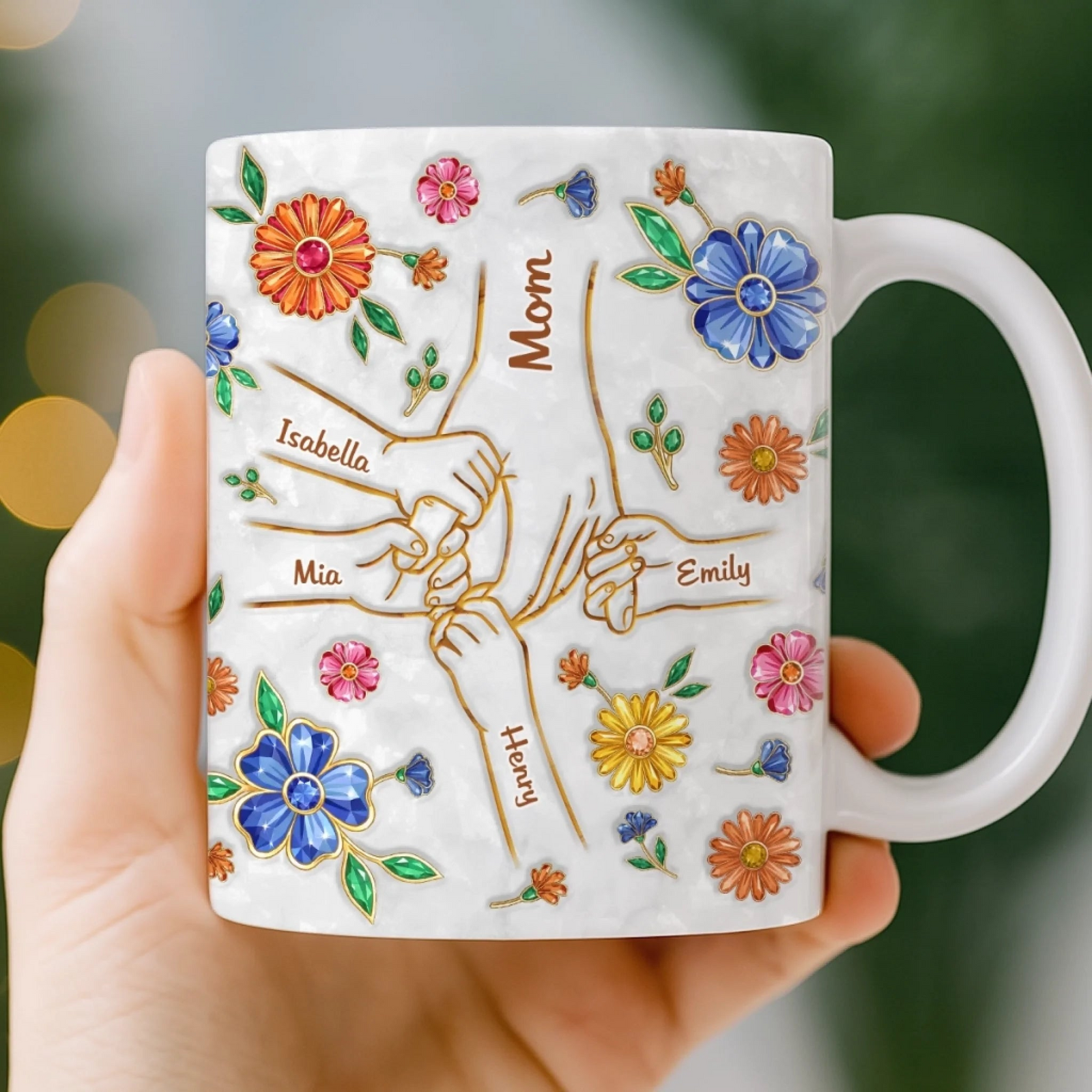 A Mother’s Loving Hands - Personalized 3D Inflated Effect Printed Mug - Mother's Day Gift For Mom, Grandma