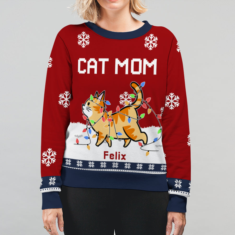 Cat Dad/Mom Winter - Custom Ugly Sweater - Personalized Christmas Gifts For Cat Owners & Lovers, Cat Mum, Cat Brother, Cat Sister | Sweatshirt