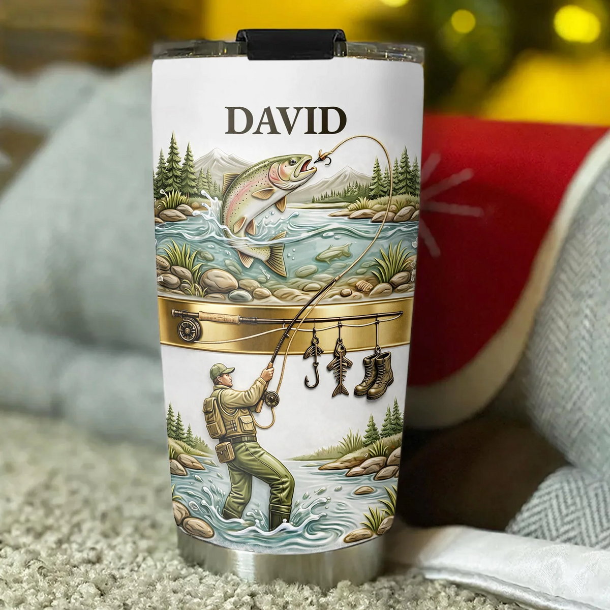 A Peaceful Day On The River Fishing - Personalized Custom 20oz Fat Tumbler Cup - Gifts for Fisherman, Fishing Lovers