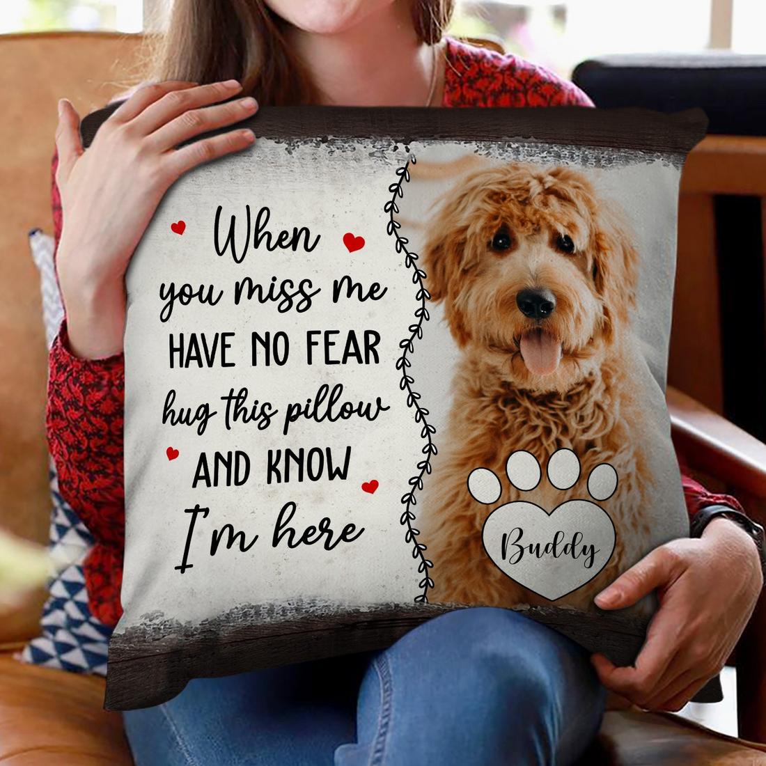 Custom Photo Have No Fear Hug This Pillow, alternate view 2