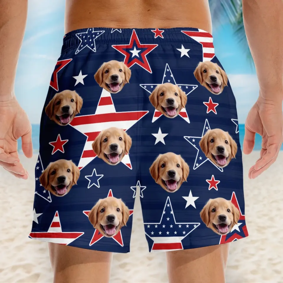 Custom Photo Dog & Cat Tropical Hawaiian Aloha - Personalized Unisex Beach Shorts - Summer Vacation Gift For Dog Lovers, Cat Lovers