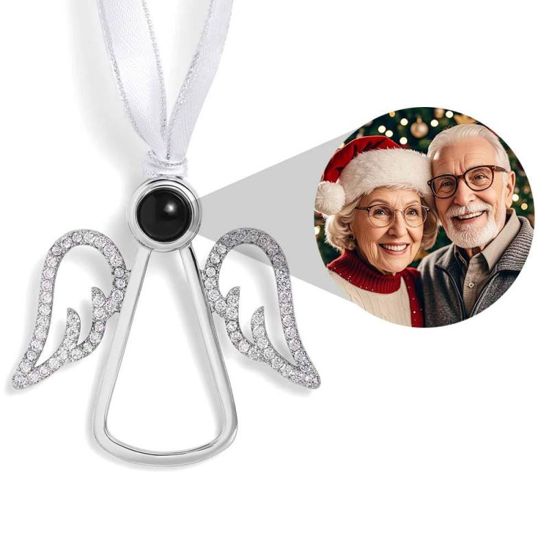 Angel Wings Photo Projection Ornament, Custom Memorial Gifts personalized projection, alternate view 3