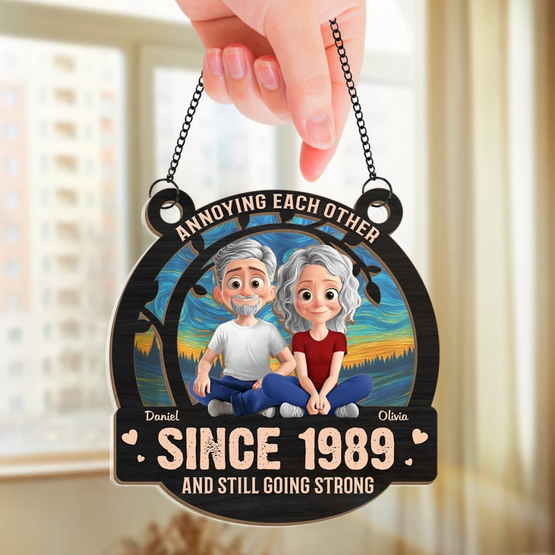 Annoying Each Other For Many Years Couple personalized suncatcher ornament, alternate view 4