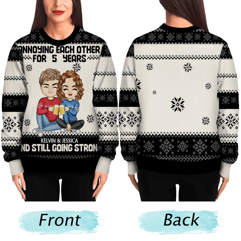 Personalized Annoying Each Other For Many Years Couple ugly Christmas sweater, alternate view 4