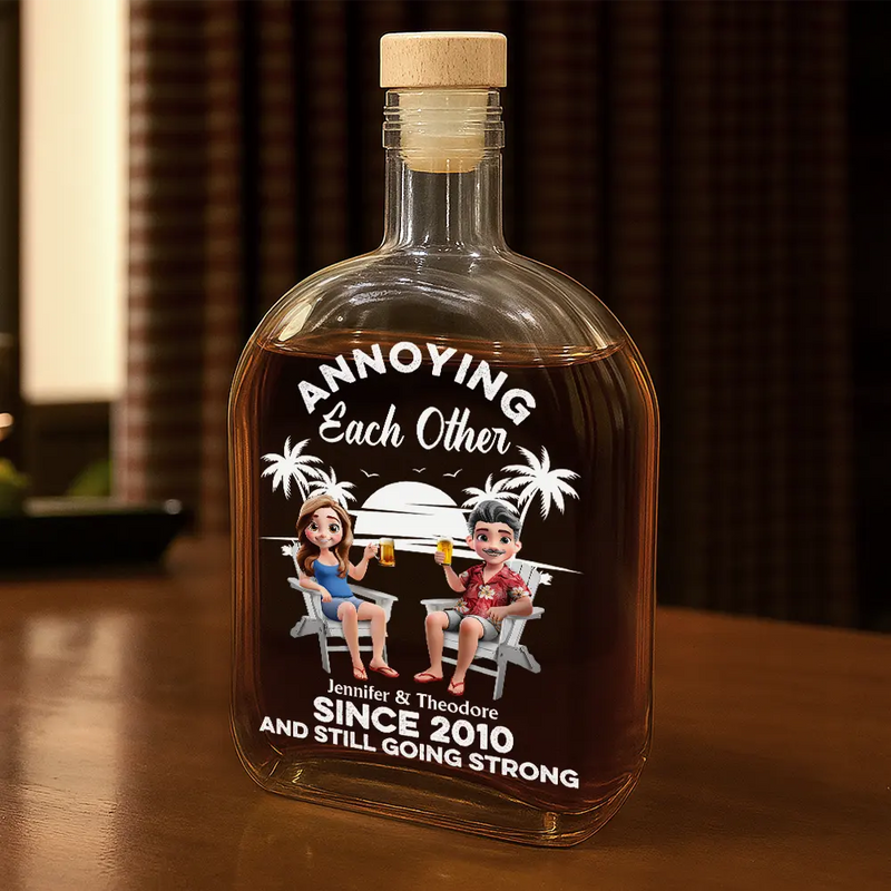 Couple Annoying Each Other Since - Personalized Whiskey Bottle - Gift For Him, Husband, Couples on Anniversary, Valentine's Day