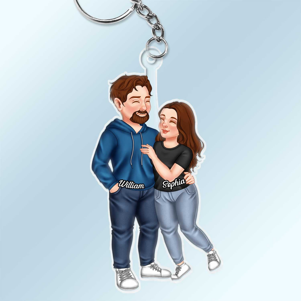 Arm In Arm Couple Personalized Acrylic Keychain, main view