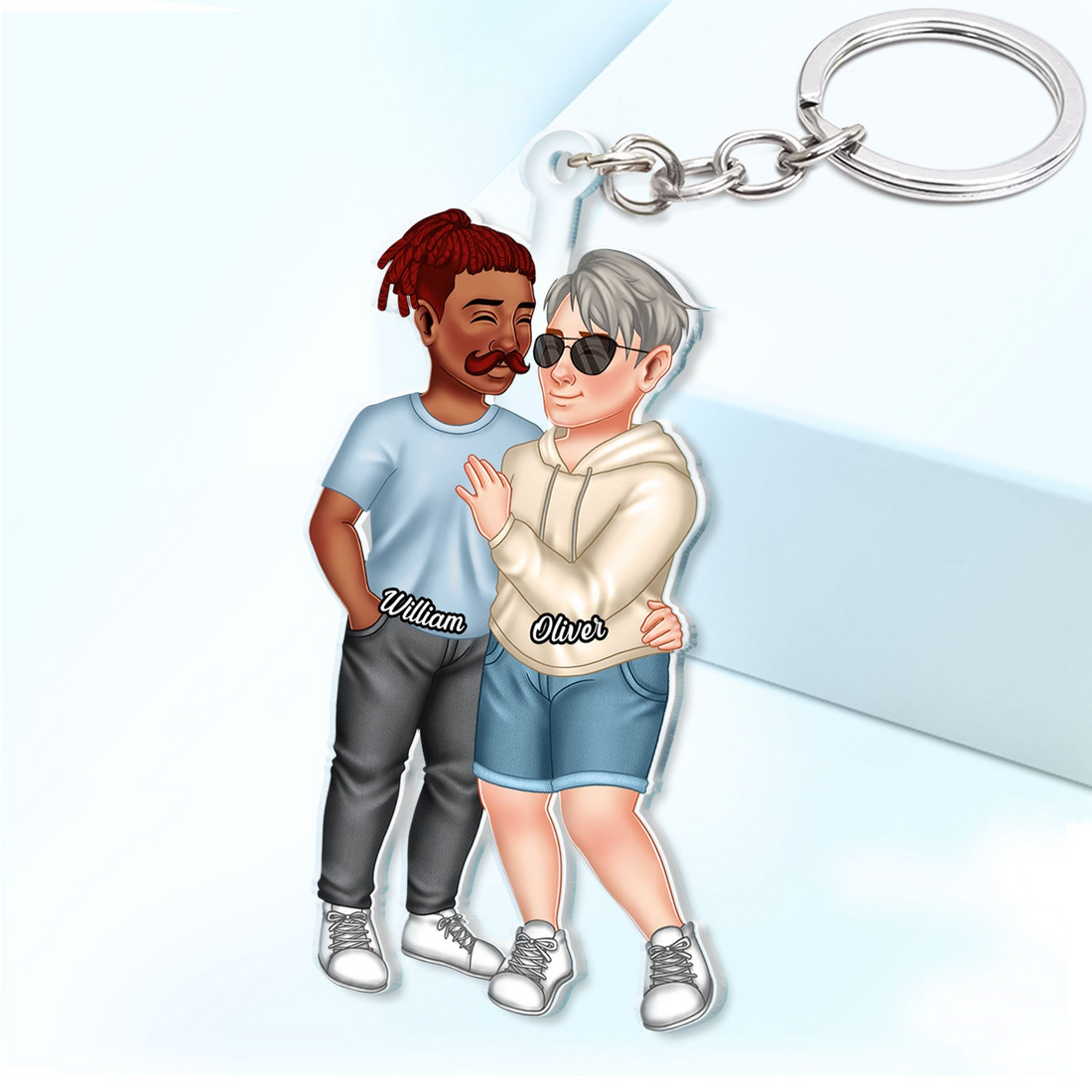 Arm In Arm Couple Personalized Acrylic Keychain, alternate view 3