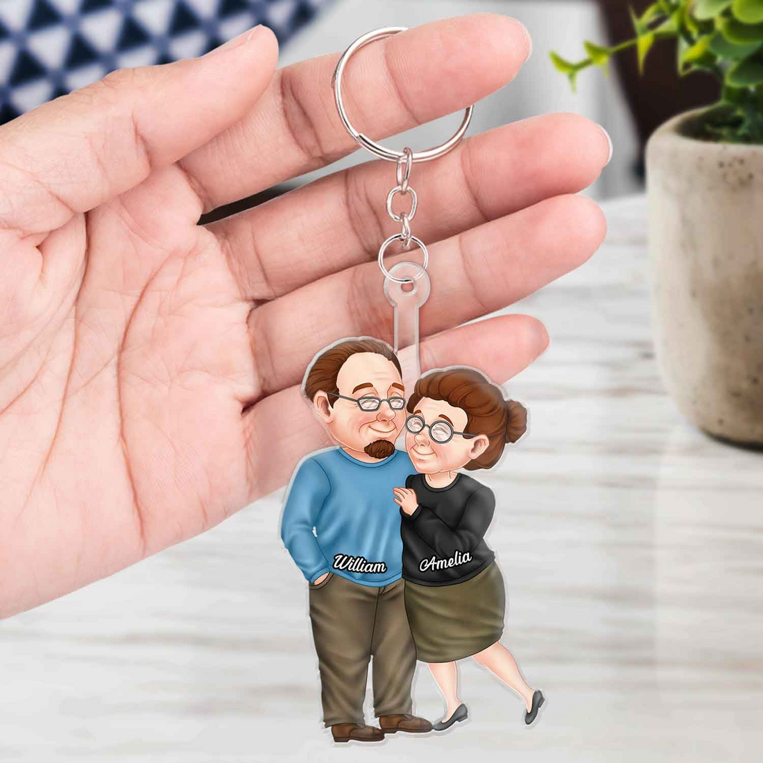 Arm In Arm Couple Personalized Acrylic Keychain, alternate view 2
