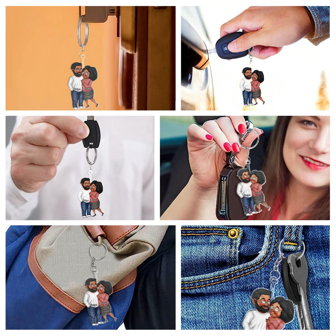 Arm In Arm Couple Personalized Acrylic Keychain, alternate view 6