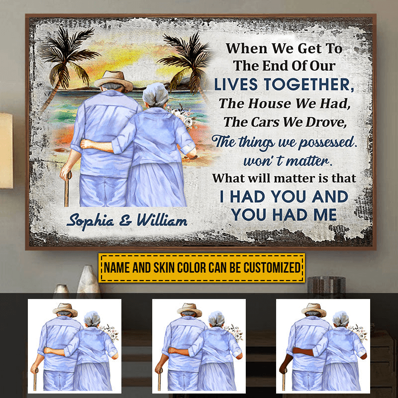 Beach Old Couple When We Get To The End, Personalized Family Gift For Couples, Valentine, Anniversary, Husband Wife, Her/Him, Grandma/Grandpa, Grandparent | Poster - Suzitee Store