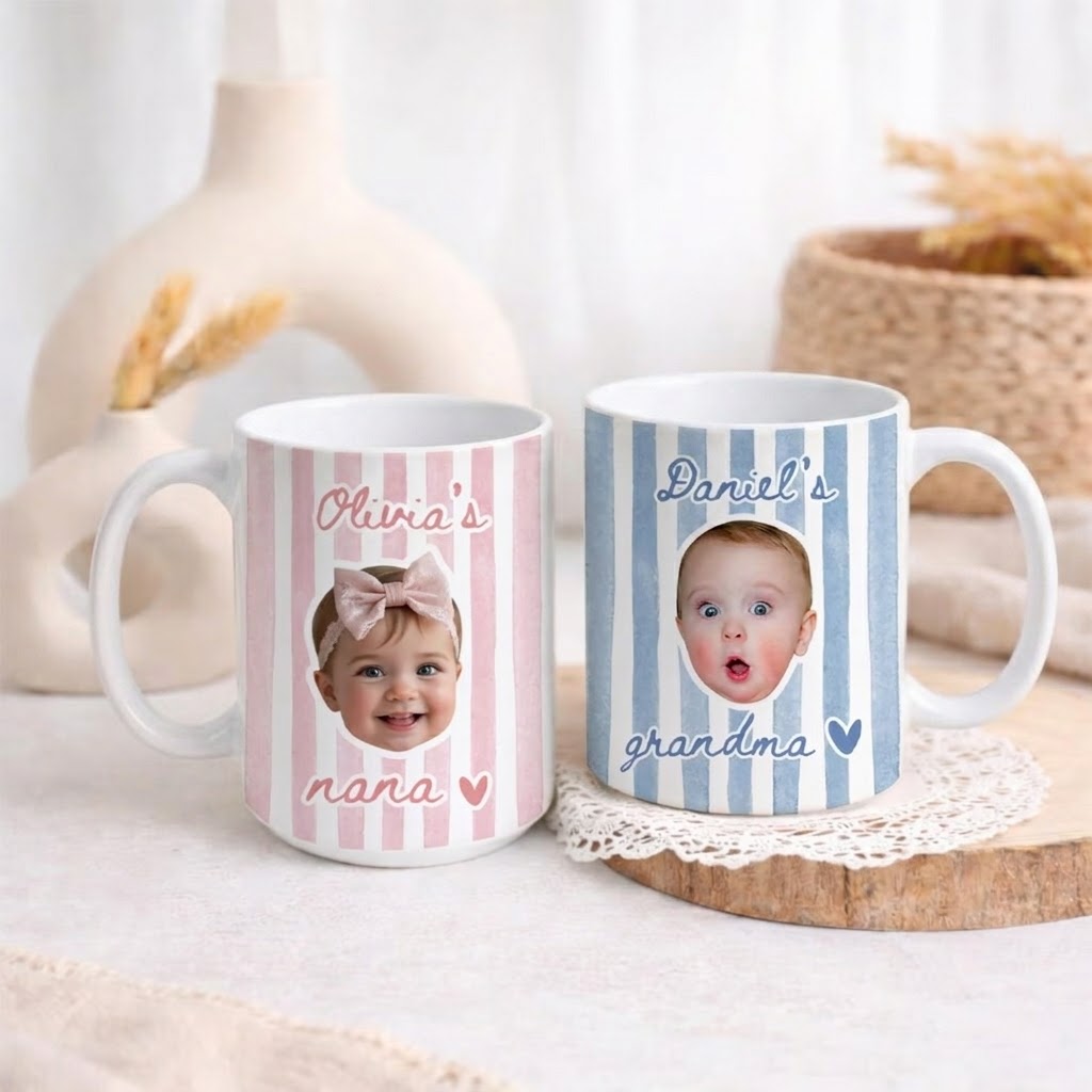 Custom Photo Kid Face - Personalized Custom Mug - Gift For Grandma, Grandpa, Mom, Dad