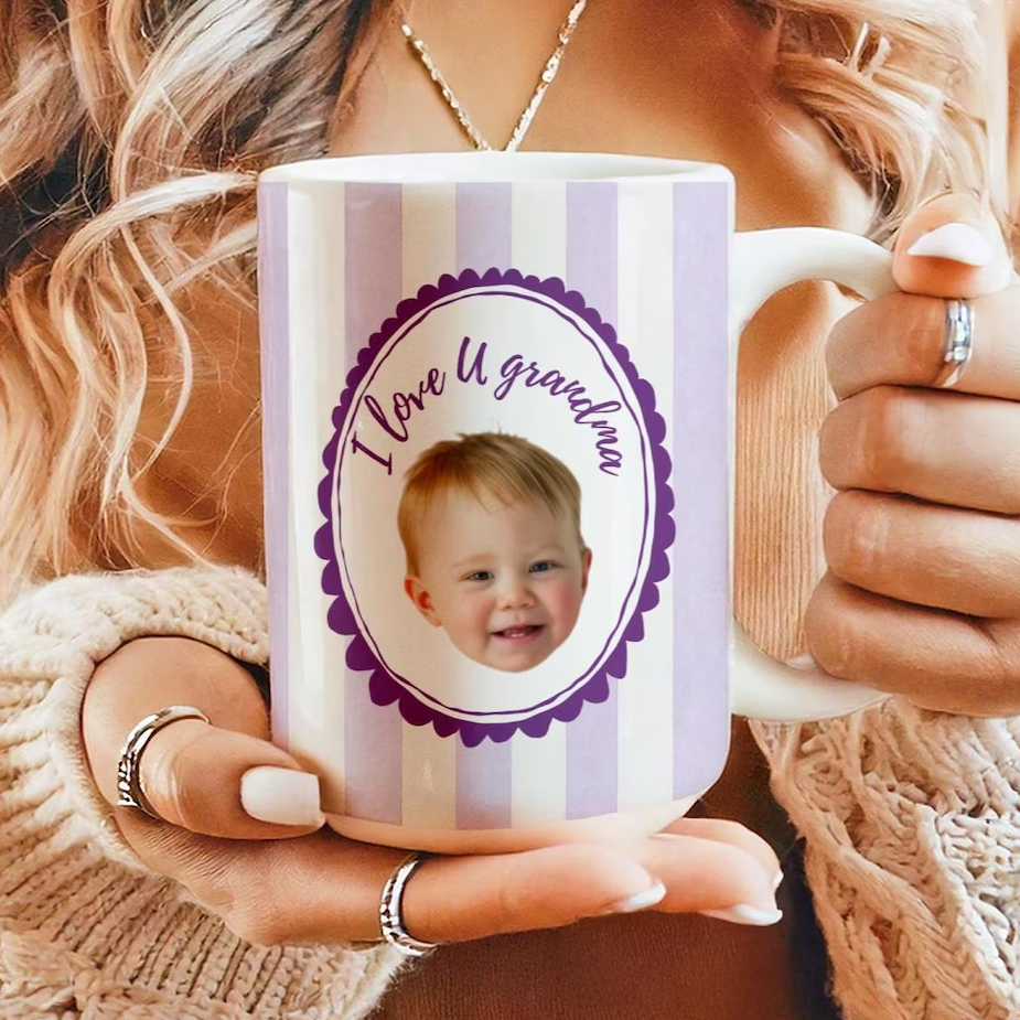 Custom Photo Grandkid Face - Personalized Custom Mug - Gift For Grandma, Grandpa, Mom, Dad