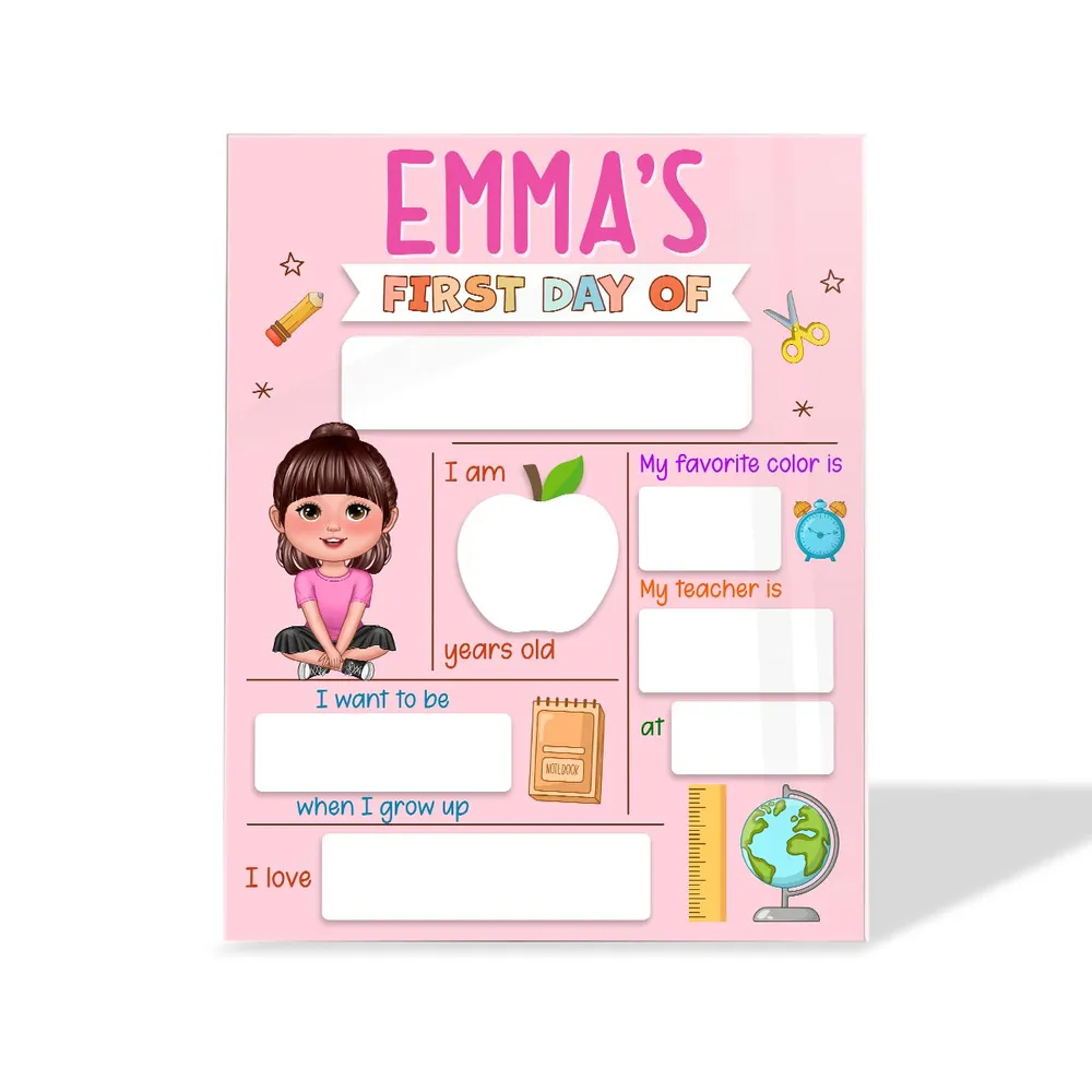 First Day, Last Day of School Cute Kid School Things - Back to School Chalkboard, Kindergarten Sign, Personalized Sign, Dry Erase Board, Reusable Chalkboard Sign