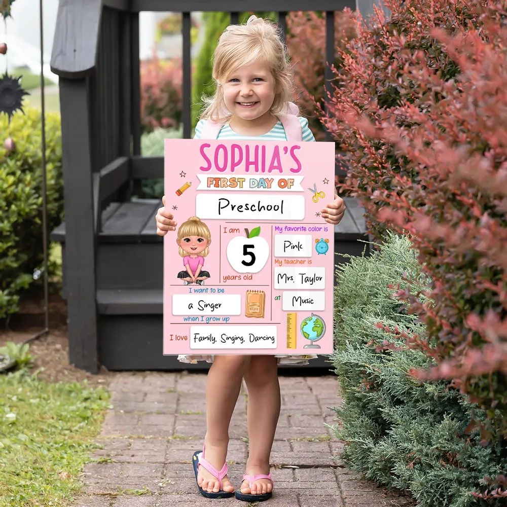 First Day, Last Day of School Cute Kid School Things - Back to School Chalkboard, Kindergarten Sign, Personalized Sign, Dry Erase Board, Reusable Chalkboard Sign