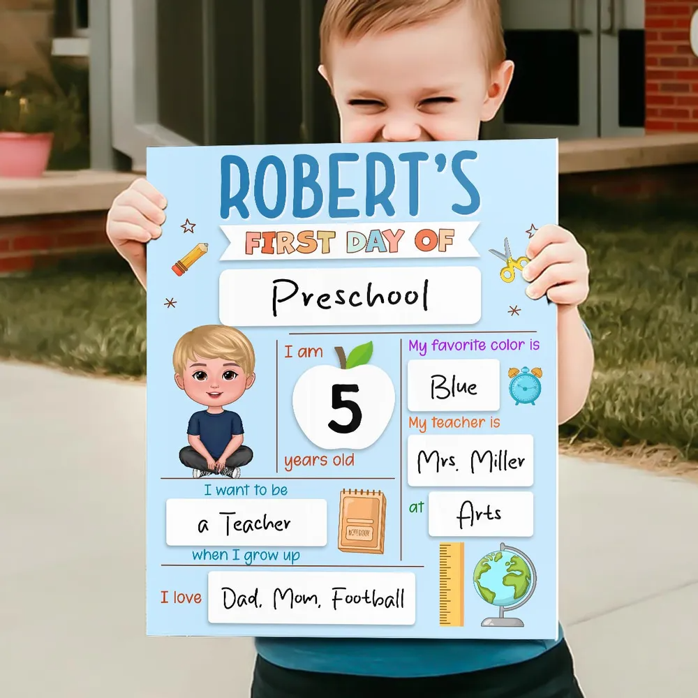 Personalized First Day, Last Day of School Cute Kid School Things chalkboard, alternate view 6