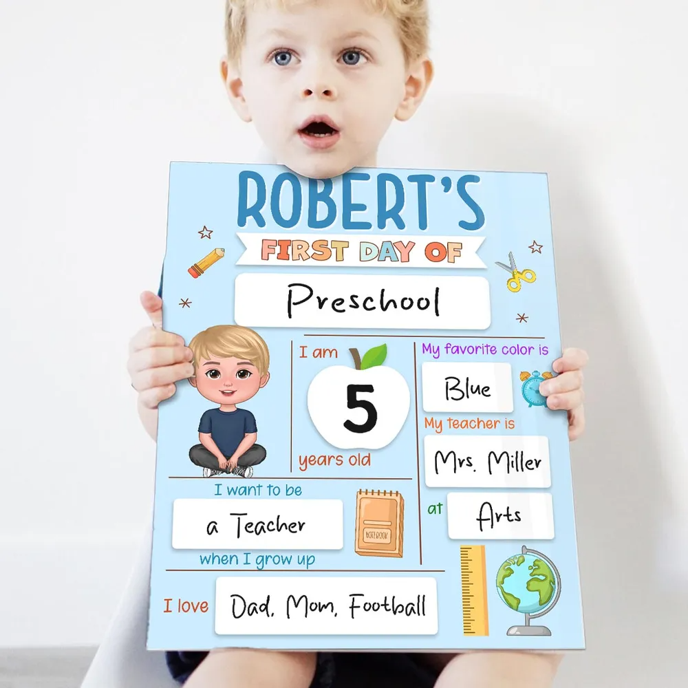 Personalized First Day, Last Day of School Cute Kid School Things chalkboard, alternate view 5