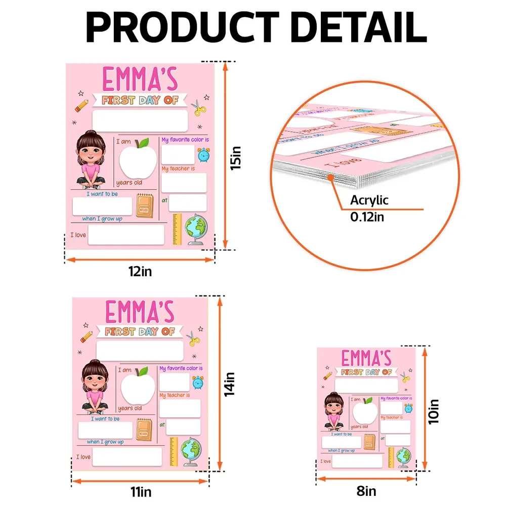 First Day, Last Day of School Cute Kid School Things - Back to School Chalkboard, Kindergarten Sign, Personalized Sign, Dry Erase Board, Reusable Chalkboard Sign