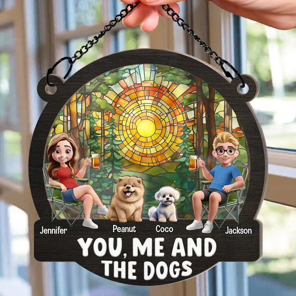 Beach You, Me And The Dogs personalized suncatcher ornament, alternate view 2