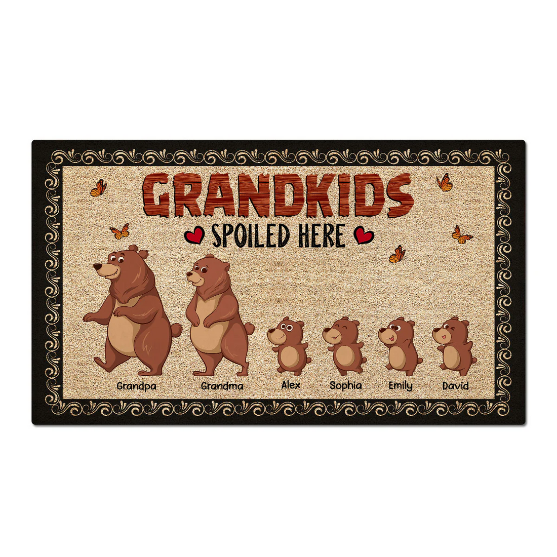 Bear Grandparents Grandkids Spoiled Here - Personalized Doormat - Gift For Grandma, Grandpa, Grandparents