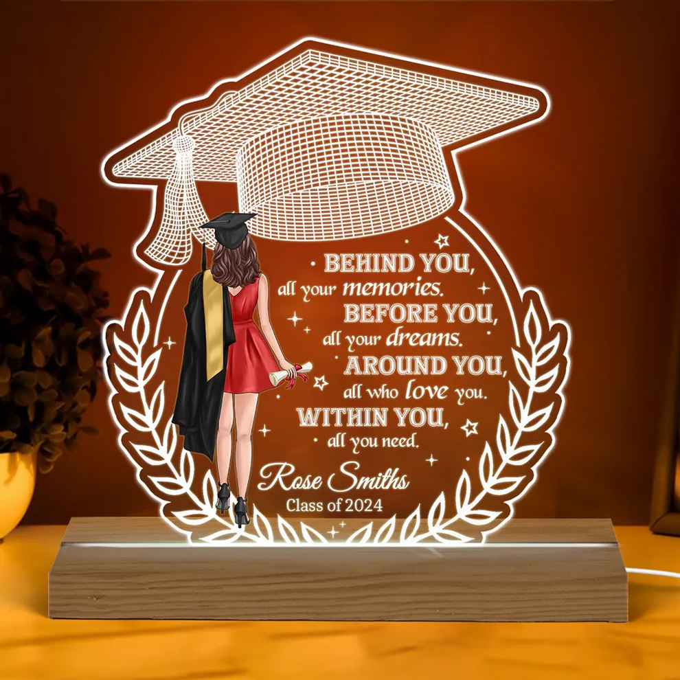 Personalized Behind You All Your Memories Graduation Gift led light, main view