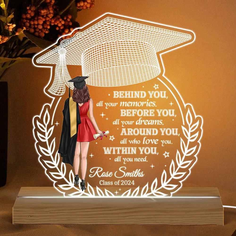 Personalized Behind You All Your Memories Graduation Gift led light, alternate view 2