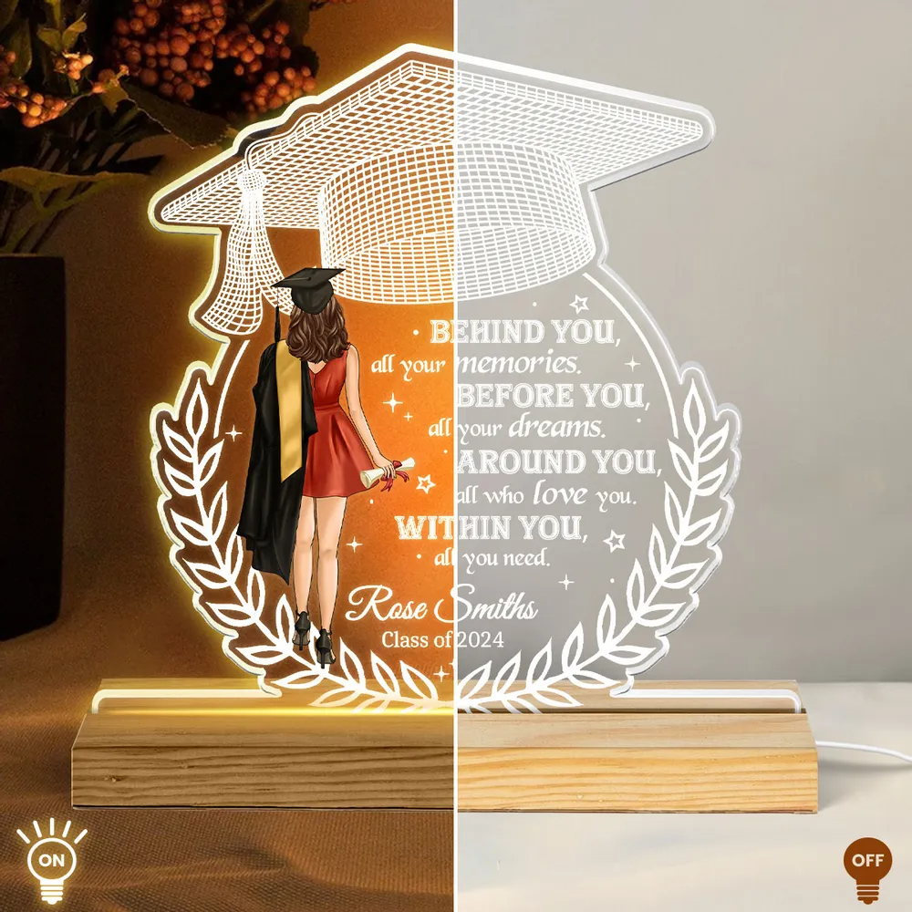 Personalized Behind You All Your Memories Graduation Gift led light, alternate view 3