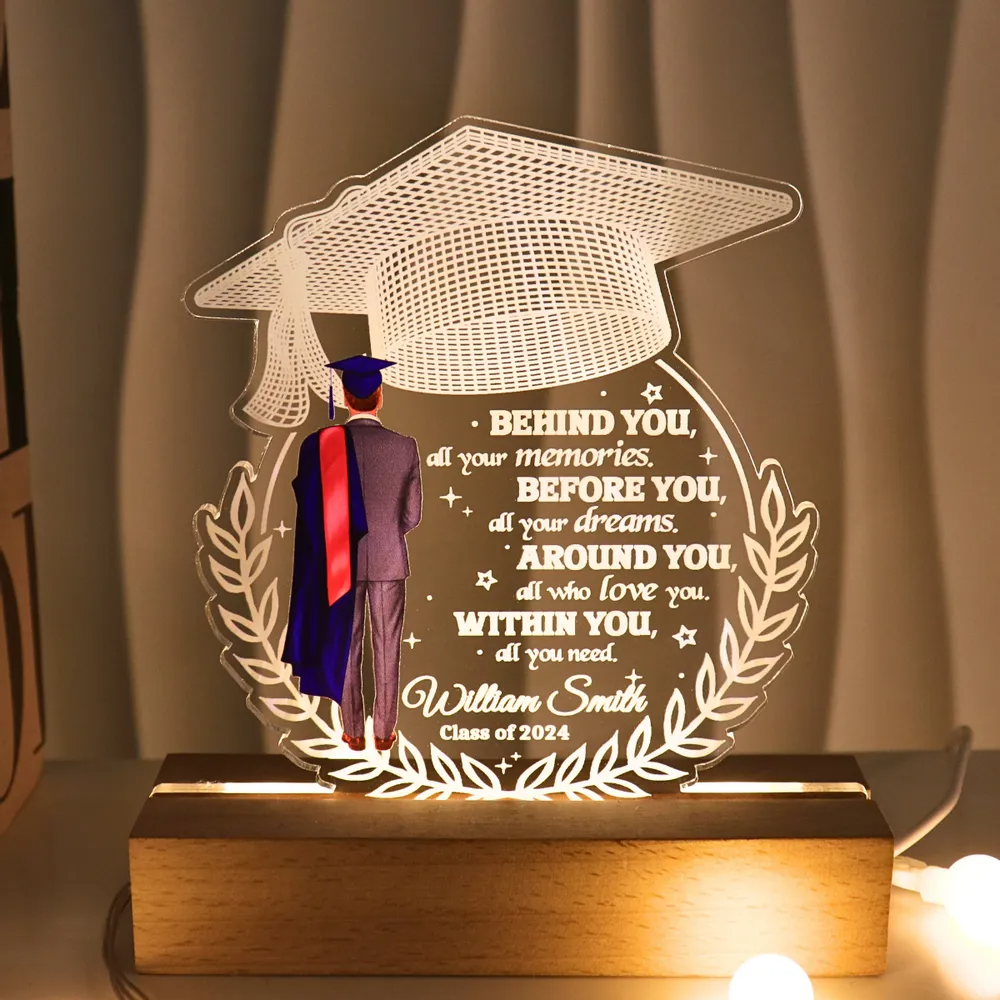 Personalized Behind You All Your Memories Graduation Gift led light, alternate view 5
