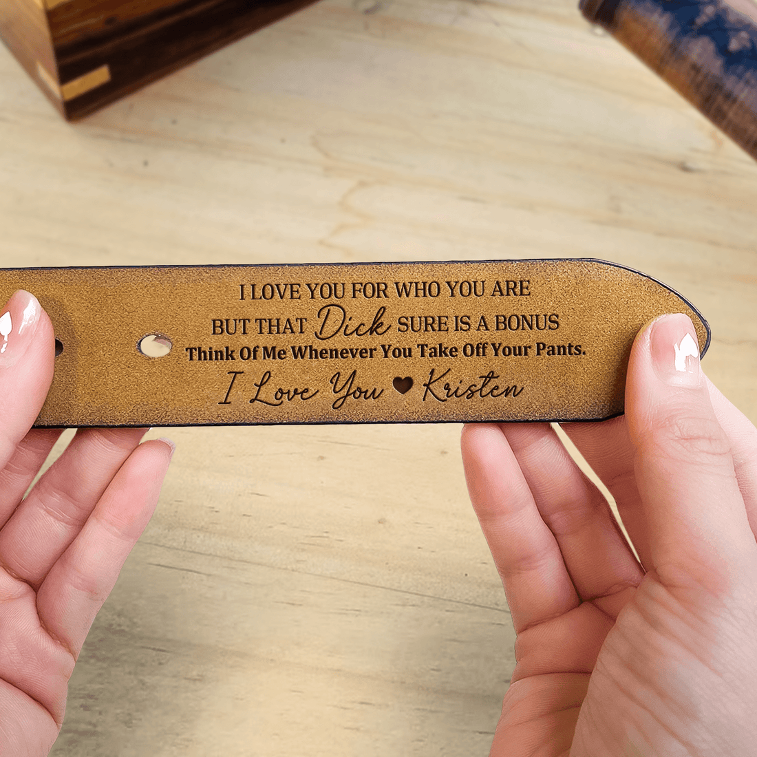 Custom Engraved Belt for Him leather belt, alternate view 7