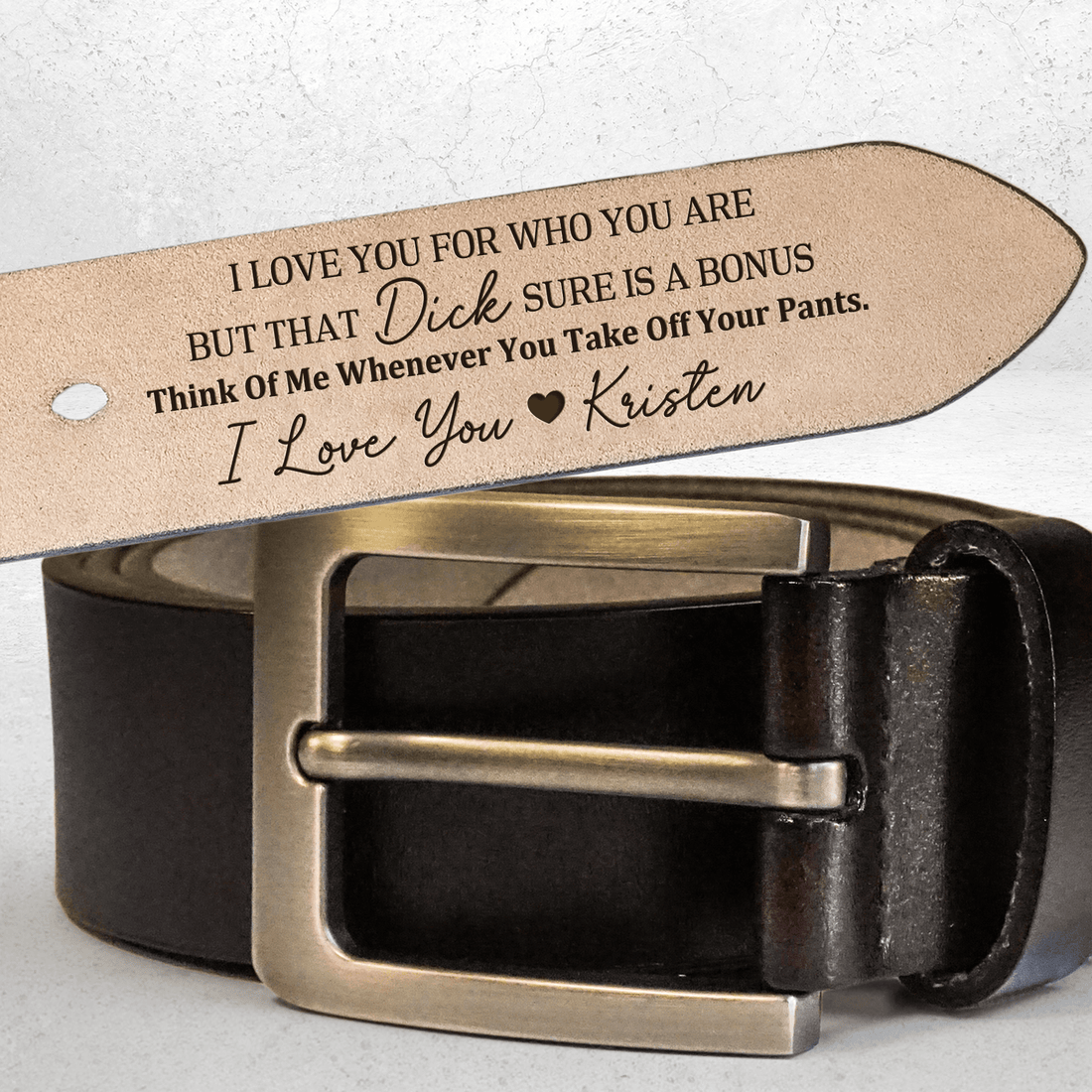 Custom Engraved Belt for Him leather belt, alternate view 6