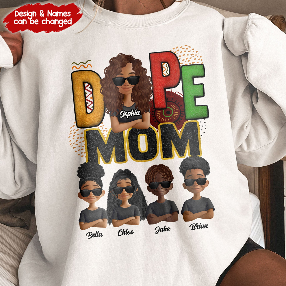 Personalized Dope Black Mom t-shirt, main view