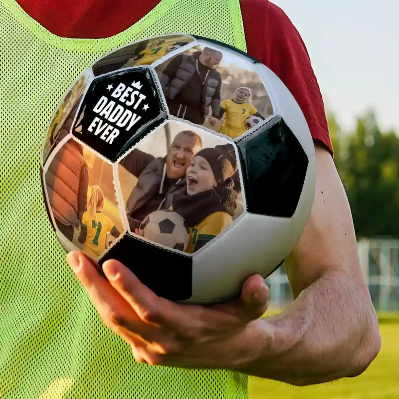Custom Photo Best Coach Ever Best Dad Ever - Personalized Soccer Ball - Gift For Father, Sport Dad, Kids, Son/Daughter