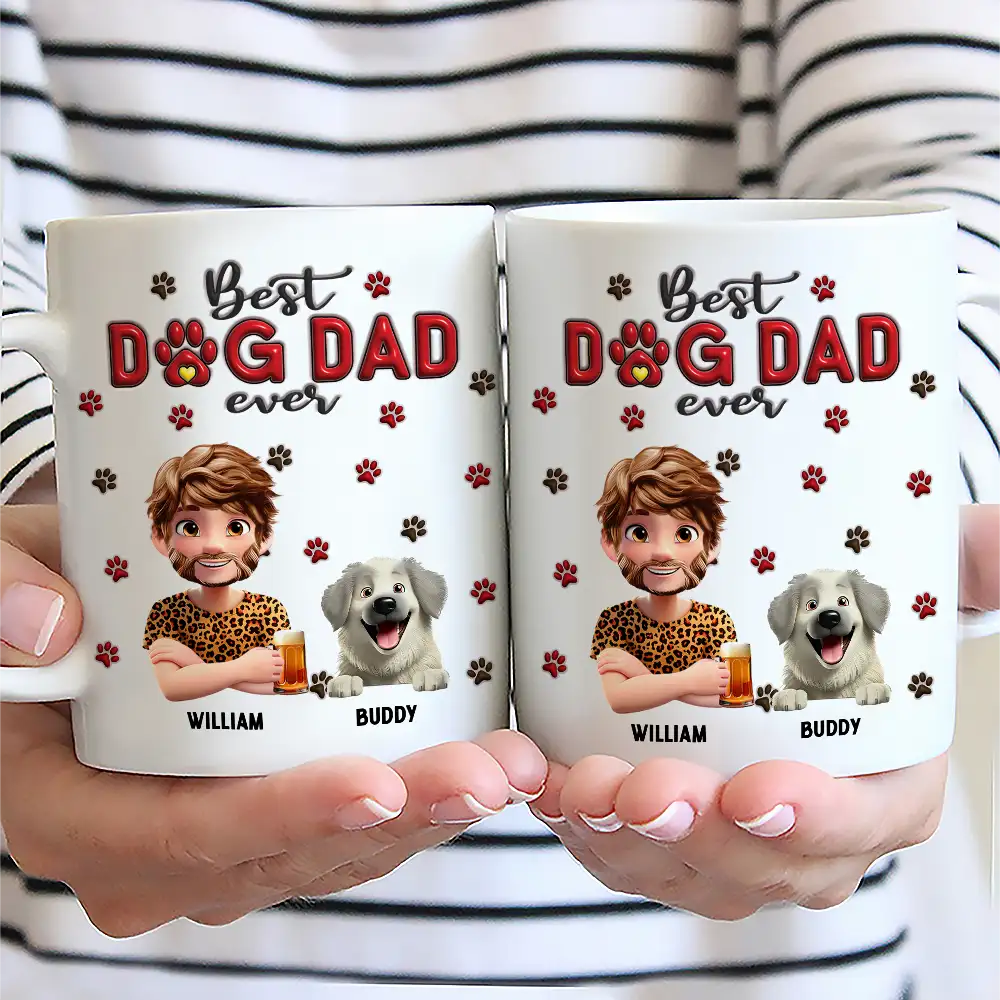 Best Dog Mom Dog Dad - Personalized Custom 3D Inflated Effect Mug - Gift For Dog Mom, Dog Dad, Dog Lovers