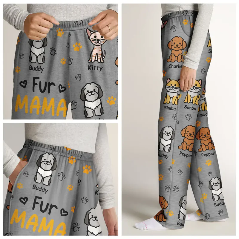 Custom Photo Best Dog Mom Ever Color Stick Figure Dog Cat - Personalized Pajama Pants - Gift For Dog Lovers, Cat Lovers