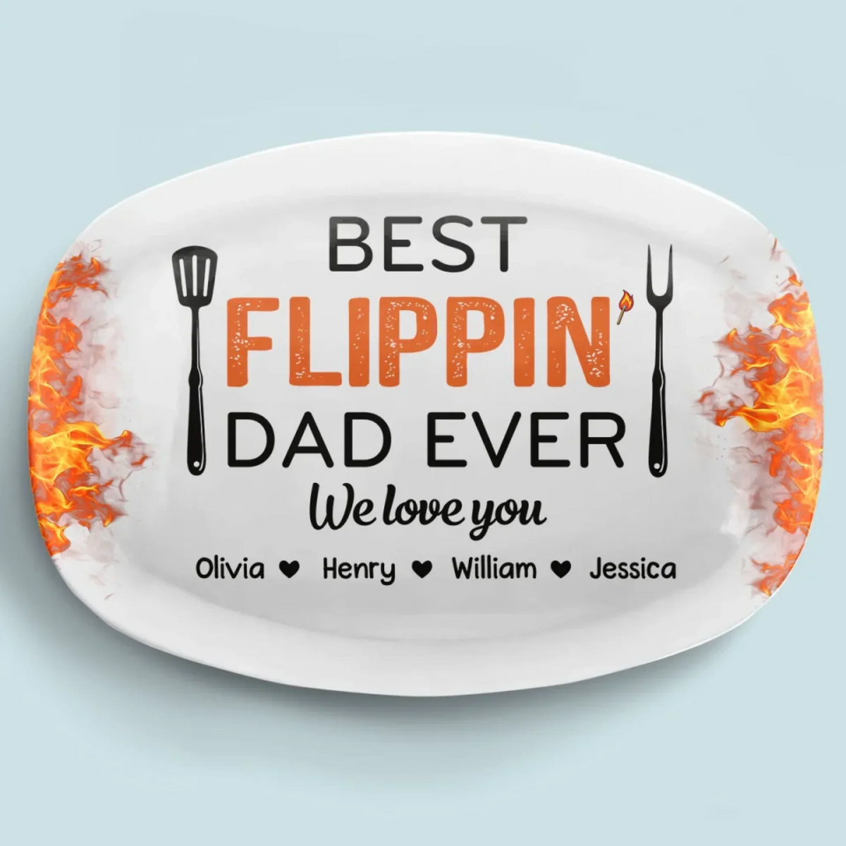 Best Flippin’ Dad Ever - Personalized Grilling Platter - Father's Day Gifts for Dad, Daddy, Papa, Grandpa