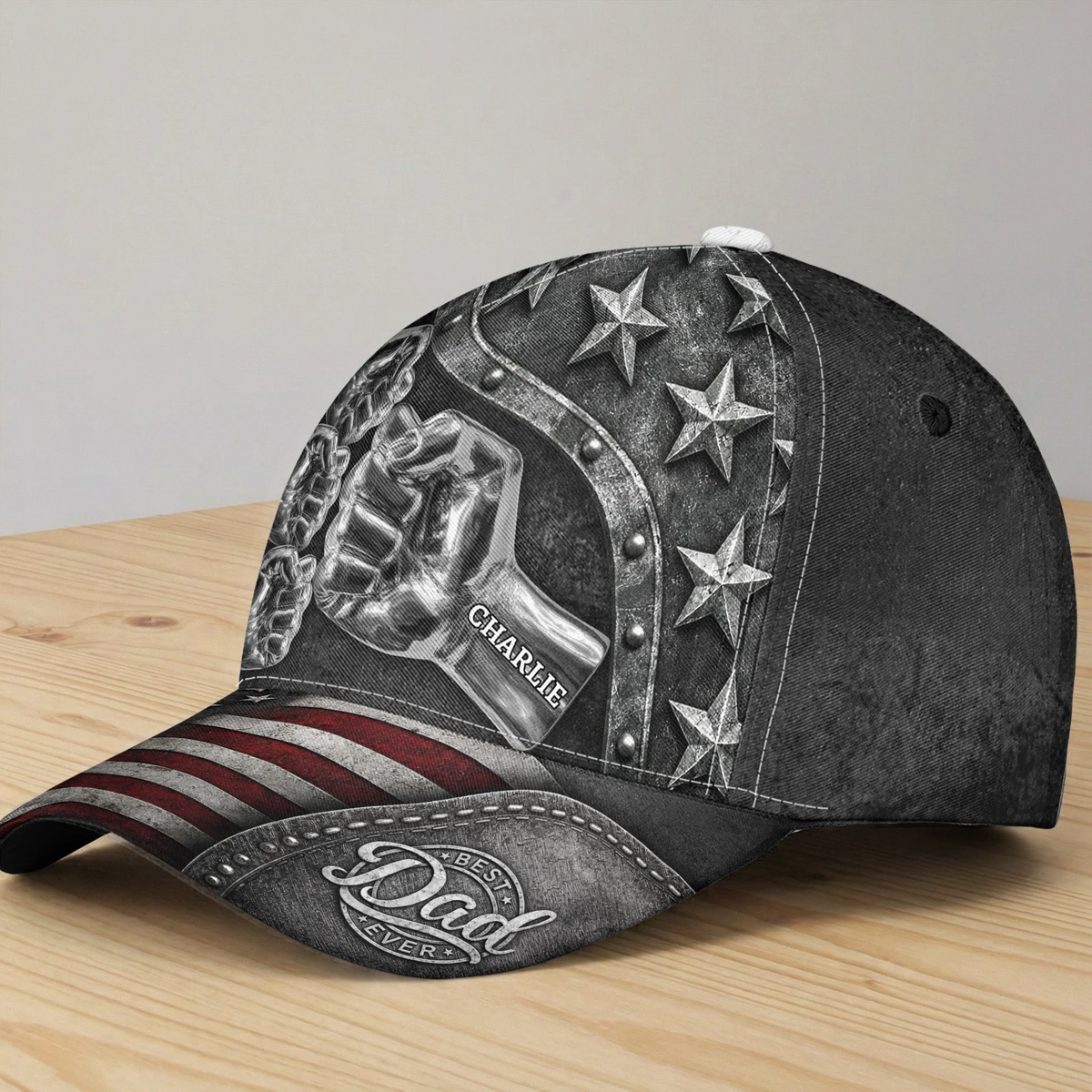 Best Dad Ever Metal Style Print - Personalized Classic Cap - Father's Day Gift For Dad, Daddy, Papa, Grandpa