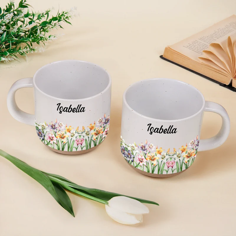 Birth Month Flowers In Bloom - Personalized Pottery Mug - Gifts For Besties, Sisters, BFF, Family, Yourself